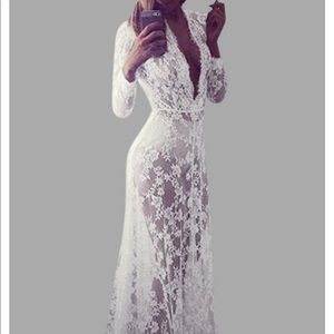 White lace maxi dress
